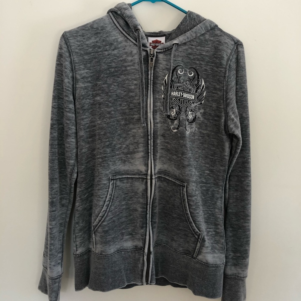 Harley Davidson gray zip up hoodie